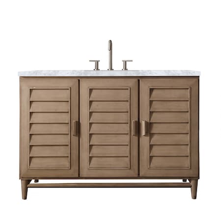 James Martin Vanities Portland 48in Single Vanity Whitewashed Walnut w/ 3 CM Carrara Marble Top 620-V48-WW-3CAR
